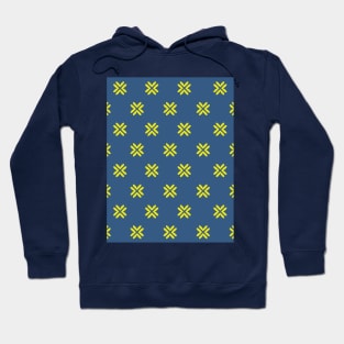 Minimal Cross Pattern Blue Yellow Hoodie